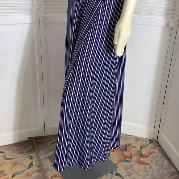 NWOT Navy Striped Jersey Knit Wrap Maxi Dress Medium - Picture 14 of 16